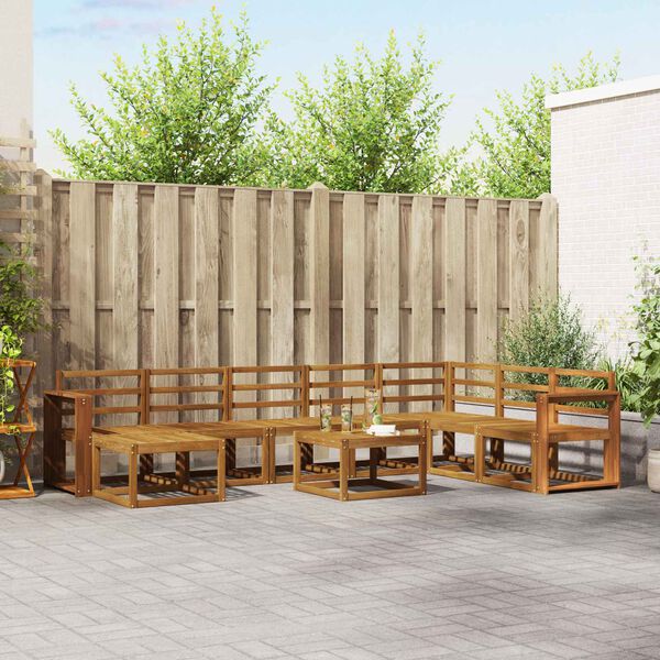 vidaXL Conjunto de sof&aacute;s de exterior 9 pcs Natural