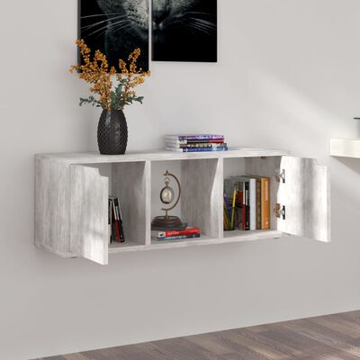 vidaXL Mueble de TV madera de ingeniería hormigón 88,5x27,5x30,5 cm