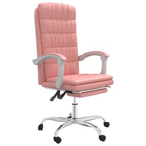 vidaXL Silla de oficina reclinable cuero sint&eacute;tico rosa