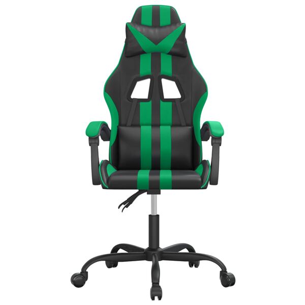 vidaXL Silla gaming cuero sint&eacute;tico negro y verde