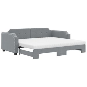 vidaXL Sof&aacute; cama nido con colch&oacute;n tela gris claro 90x190 cm