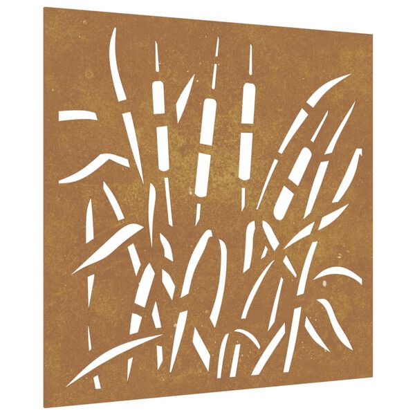 vidaXL Adorno de pared de jardín acero corten diseño hierba 55x55 cm