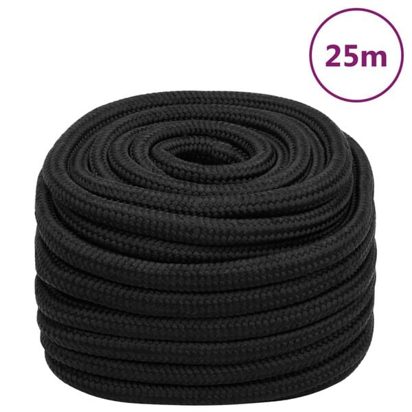 vidaXL Cuerda de barco polipropileno negro intenso 20 mm 25 m