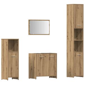 vidaXL Juego de muebles ba&ntilde;o 4 piezas madera ingenier&iacute;a roble artisan