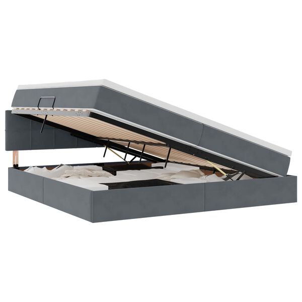 vidaXL Cama con almacenamiento y LED con LED Gris oscuro 200 x 200 cm