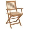 vidaXL Sillas de jard&iacute;n plegables 4 uds y cojines madera maciza acacia