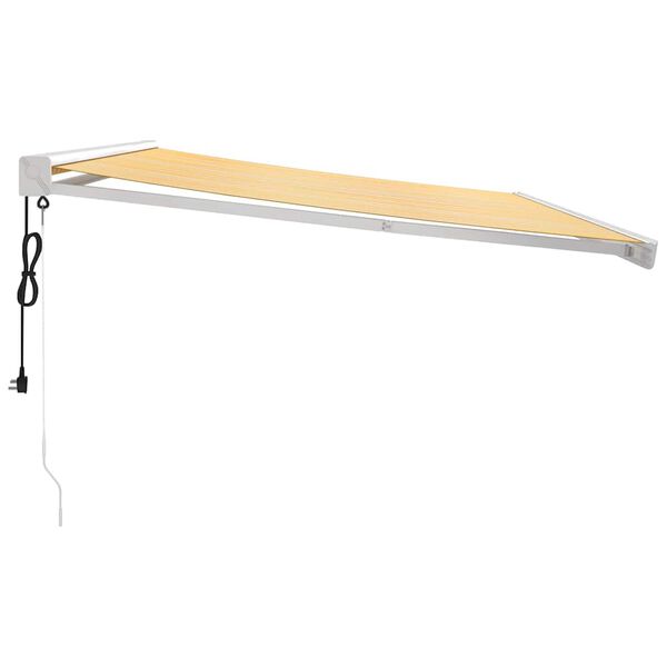 vidaXL Toldo retr&aacute;ctil aluminio y tela amarillo y blanco 4x3 m
