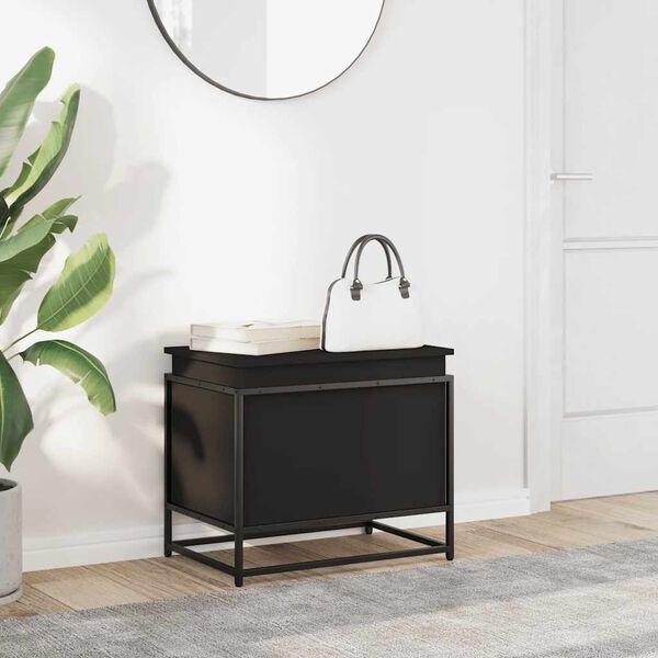 vidaXL Caja almacenaje con tapa madera ingenier&iacute;a negro 60x40x51,5 cm