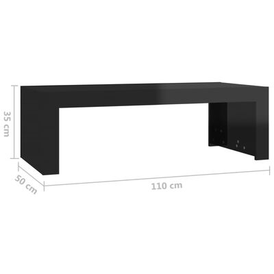 vidaXL Mesa de centro de aglomerado negro con brillo 110x50x35 cm
