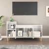vidaXL Mueble de TV madera contrachapada blanco brillo 100x35x55 cm