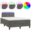 vidaXL Cama box spring colch&oacute;n y LED terciopelo gris oscuro 120x200 cm