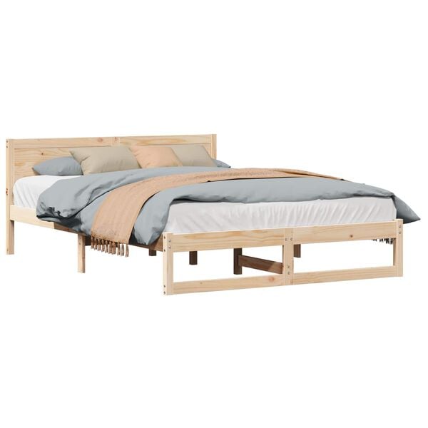 vidaXL Estructura de cama Natural 160 x 200 cm Madera de pino macizo