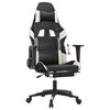 vidaXL Silla gaming con reposapi&eacute;s cuero sint&eacute;tico negro blanco