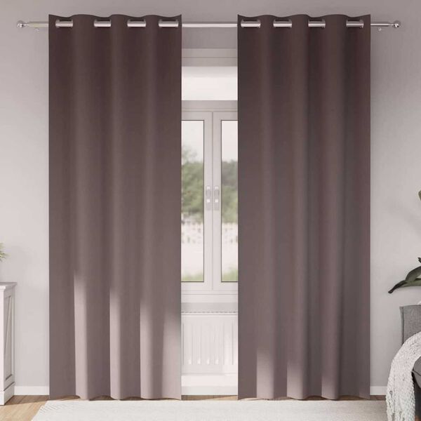 vidaXL Cortinas Opacas con Anillas 2 pcs Marr&oacute;n Oscuro 245 x 140 cm