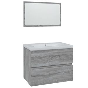 vidaXL Set de muebles de ba&ntilde;o madera contrachapada gris Sonoma
