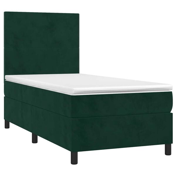 vidaXL Cama box spring con colch&oacute;n terciopelo verde oscuro 80x200 cm