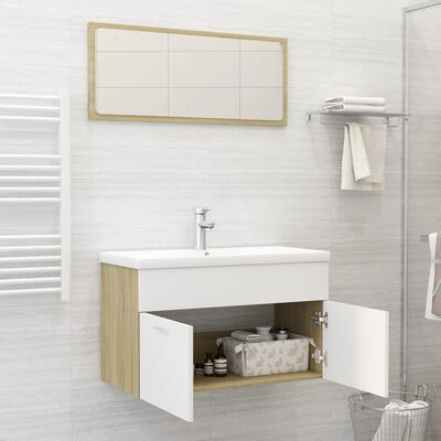 vidaXL Set de muebles baño 2 pzas madera contrachapada blanco y roble