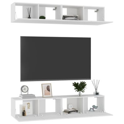 vidaXL Muebles para TV 4 uds madera contrachapada blanco 80x30x30 cm
