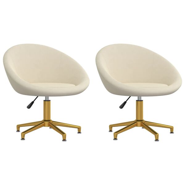 vidaXL Sillas de comedor 2 unidades terciopelo crema