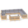 vidaXL Juego de muebles de jard&iacute;n 12 pzas y cojines madera maciza pino