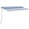 vidaXL Toldo automático LED sensor de viento azul y blanco 400x300 cm