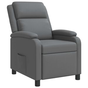 vidaXL Recliner Gris Cuero sint&eacute;tico
