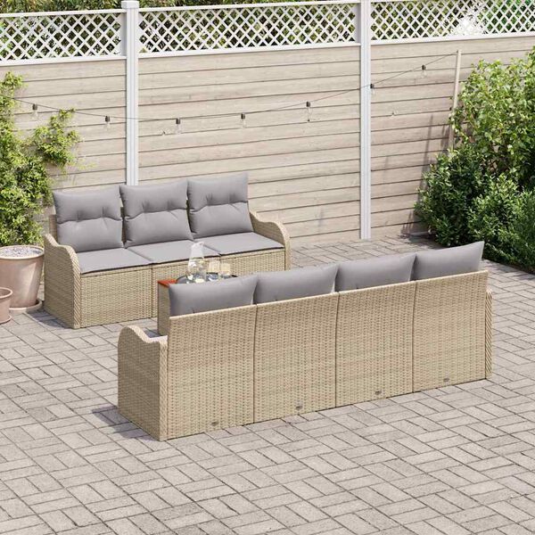 vidaXL Conjunto de sof&aacute;s de jard&iacute;n 8 pcs Beige y Gris Claro