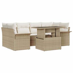vidaXL Conjunto de sof&aacute; de jard&iacute;n 7 uds. Beige