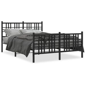 vidaXL Estructura cama sin colch&oacute;n con estribo metal negro 140x190 cm