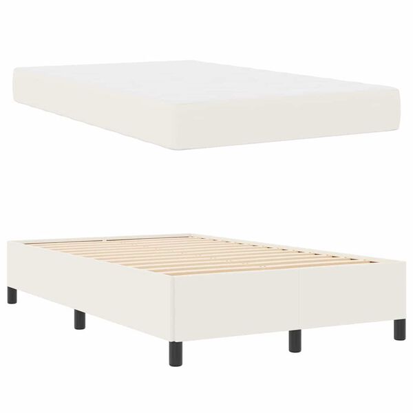 vidaXL Estructura de cama con colch&oacute;n Crema 120 x 190 cm tela