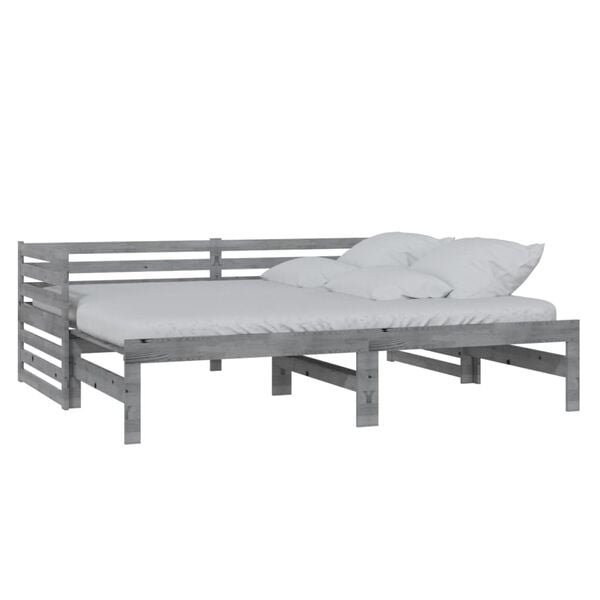 vidaXL Sof&aacute; cama extra&iacute;ble sin colch&oacute;n gris 2x(90x200) cm