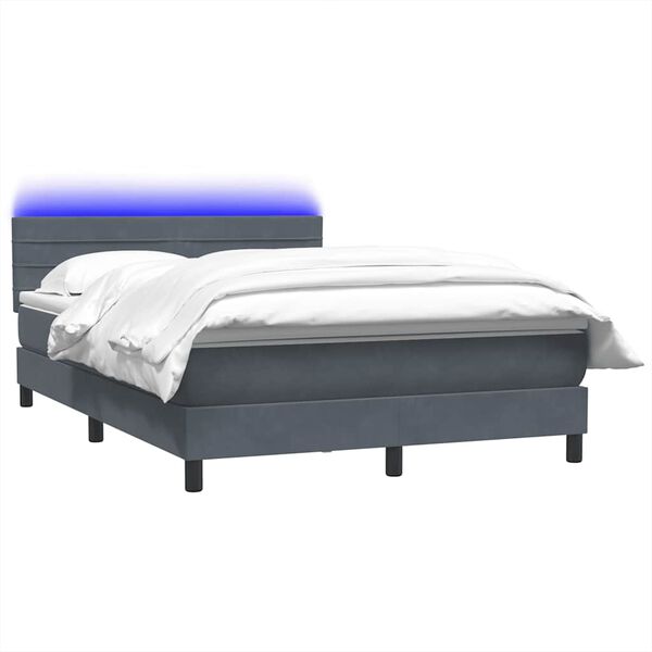 vidaXL Cama box spring con colch&oacute;n y LED terciopelo gris oscuro 160x210 cm