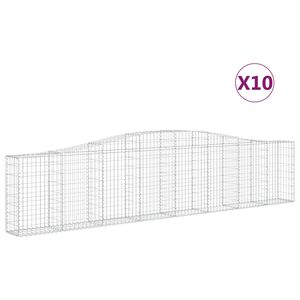 vidaXL Cestas de gaviones 10 uds forma de arco hierro 400x30x80/100 cm