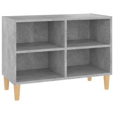 vidaXL Mueble de TV patas de madera maciza gris hormigón 69,5x30x50 cm