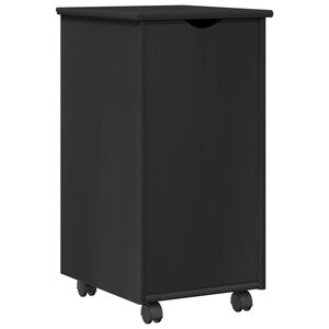vidaXL Gabinete rodante Negro 34 x 39 x 65,5 cm Madera de Pino Macizo