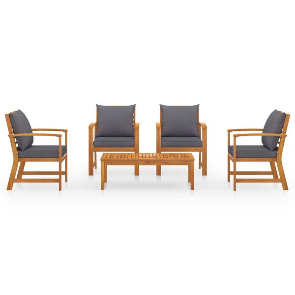 vidaXL Muebles de jardín 5 piezas cojines madera maciza de acacia