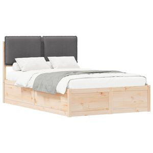 vidaXL Estructura de Cama con Cabecera Tapizada Gris oscuro