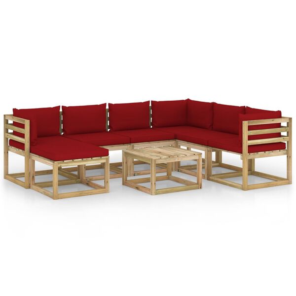 vidaXL Set de muebles de jard&iacute;n 8 piezas con cojines madera impregnada