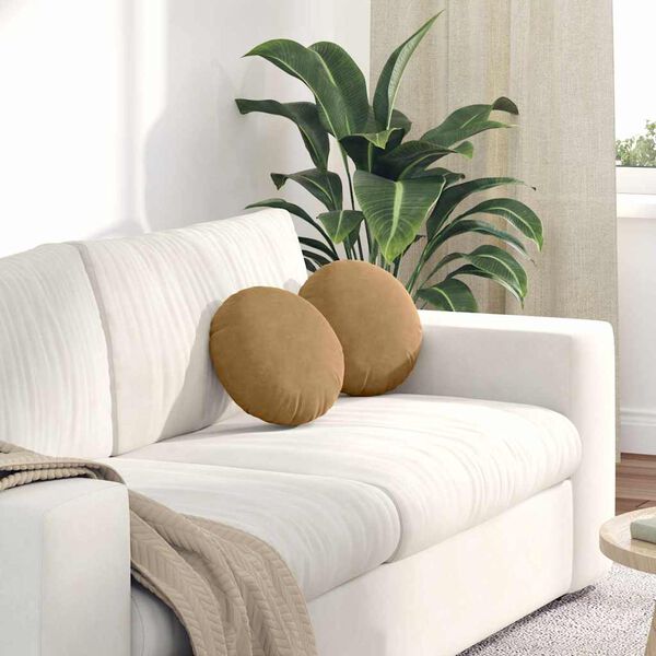 vidaXL Cojines para asiento 2 pcs Marr&oacute;n &Oslash; 40 x 13 cm Terciopelo