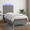 vidaXL Cama box spring colch&oacute;n y luces LED tela gris oscuro 80x200 cm