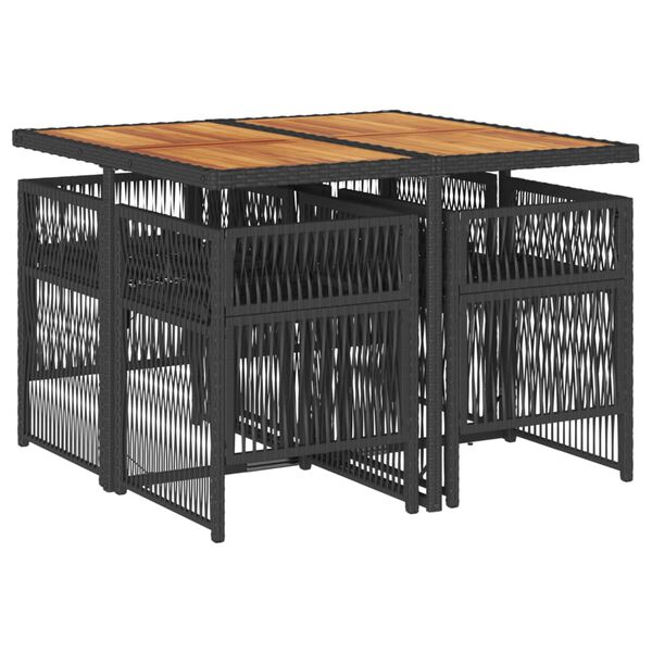 vidaXL Set de muebles jard&iacute;n 5 pzas con cojines rat&aacute;n sint&eacute;tico negro