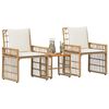 vidaXL Juego de muebles de exterior 3 pcs Natural y Crema