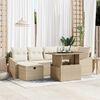 vidaXL Conjunto de sof&aacute; de jard&iacute;n 7 pcs Beige rat&aacute;n sint&eacute;tico