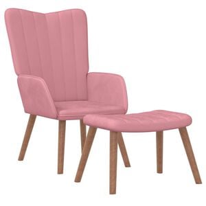 vidaXL Sill&oacute;n de relax con taburete terciopelo rosa
