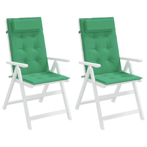 vidaXL Cojines de silla con respaldo alto 2 uds tela Oxford verde