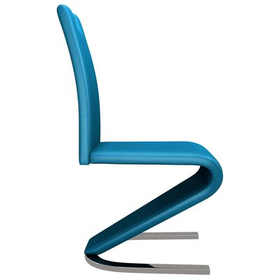 vidaXL Sillas de comedor forma de zigzag 2 uds cuero sintético azul