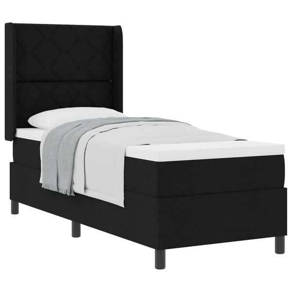 vidaXL Cama tipo Box Spring con colch&oacute;n Negro 200 x 80 cm tela