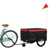 vidaXL Remolque para bicicleta hierro negro y rojo 45 kg