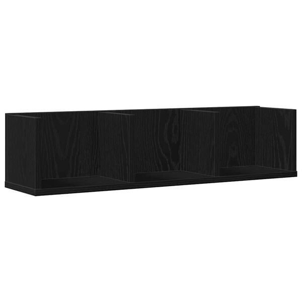 vidaXL Estante de pared con estante Roble Negro 75 x 18 x 18 cm