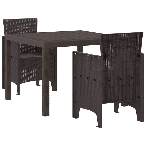 vidaXL Conjunto de Comedor de Jardín 3 pcs Marrón Ratan Polt